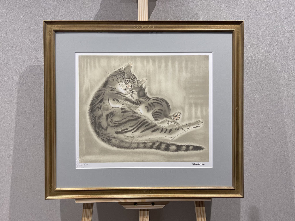 Tsuguharu Foujita - Mother Cat and Kitten (親子猫)