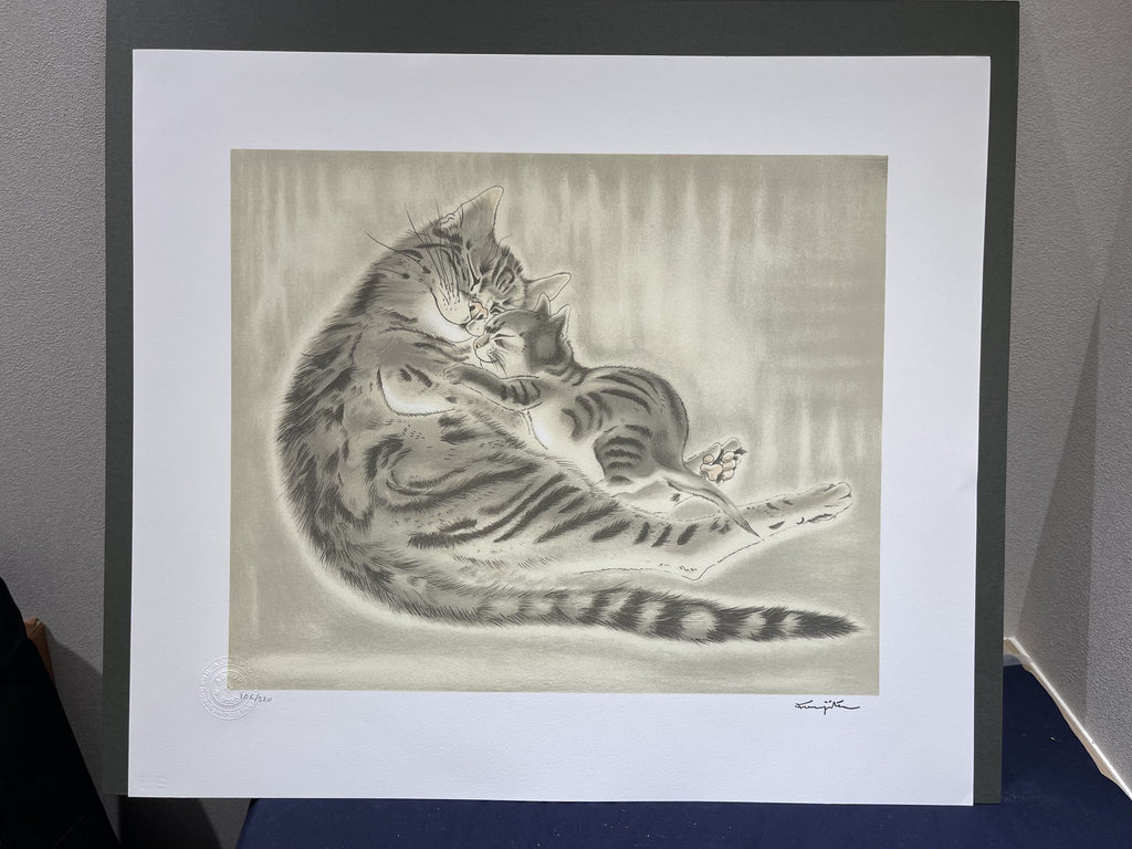Tsuguharu Foujita - Mother Cat and Kitten (親子猫)